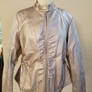 Rose Gold pleather jacket, size L